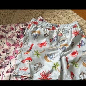 Janie and Jack Blue and Pink Kids Swim Trunks